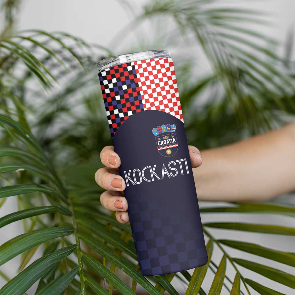 Custom Croatia Football  - Go Checkered Ones Skinny Tumbler - Wonder Print Shop