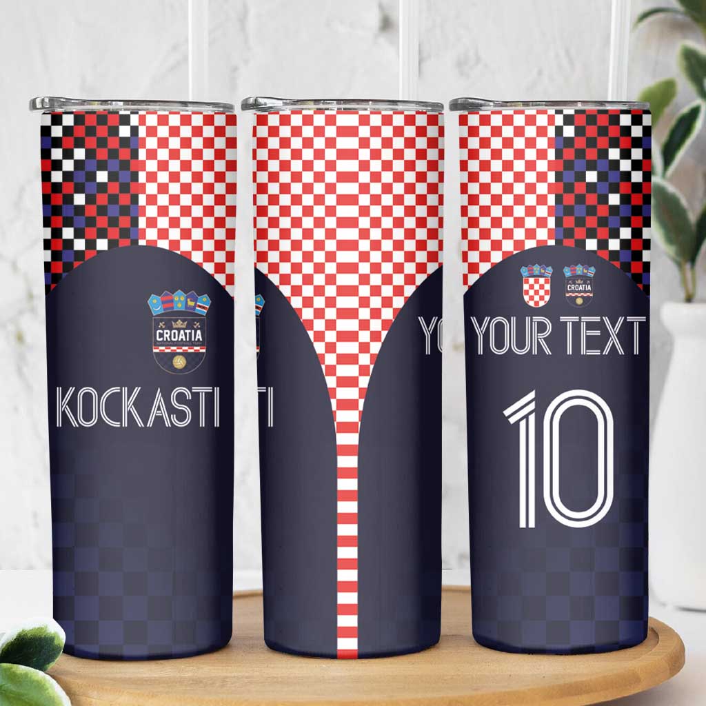 Custom Croatia Football  - Go Checkered Ones Skinny Tumbler - Wonder Print Shop