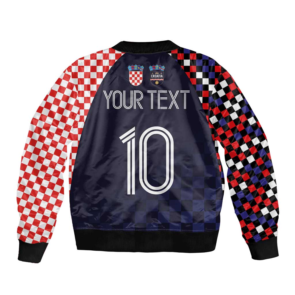 Custom Croatia Football Go Checkered Ones Sleeve Zip Bomber Jacket - Wonder Print Shop