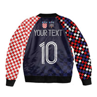 Custom Croatia Football Go Checkered Ones Sleeve Zip Bomber Jacket - Wonder Print Shop