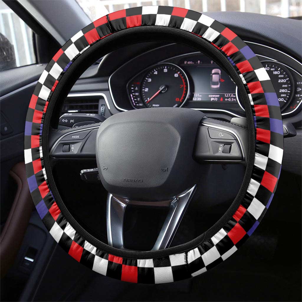 Croatia Football Go Checkered Ones Steering Wheel Cover - Wonder Print Shop