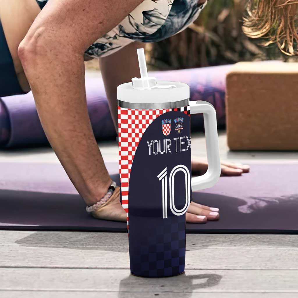 Custom Croatia Football  - Go Checkered Ones Tumbler With Handle - Wonder Print Shop