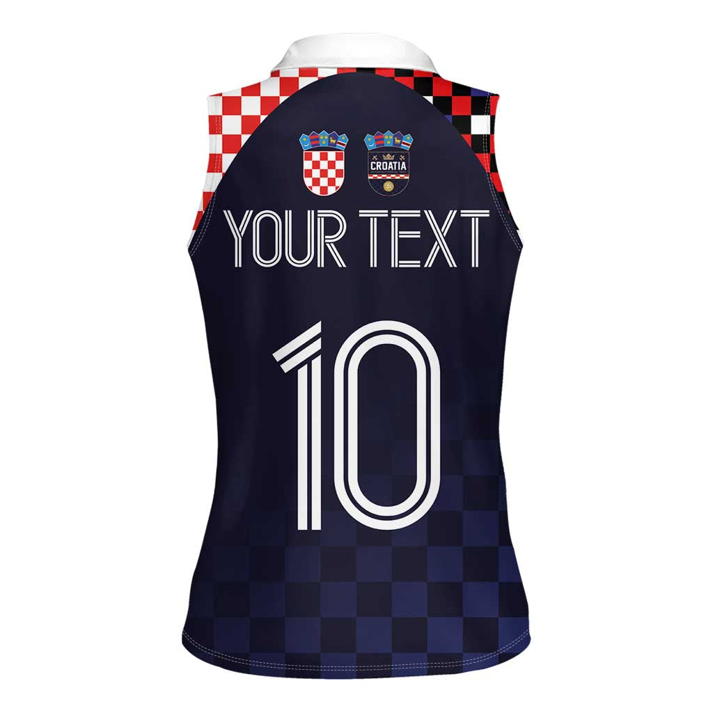 Custom Croatia Football Go Checkered Ones Women Sleeveless Polo Shirt - Wonder Print Shop