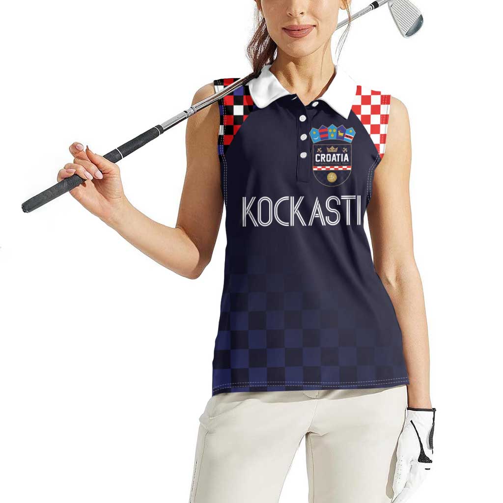Custom Croatia Football Go Checkered Ones Women Sleeveless Polo Shirt - Wonder Print Shop