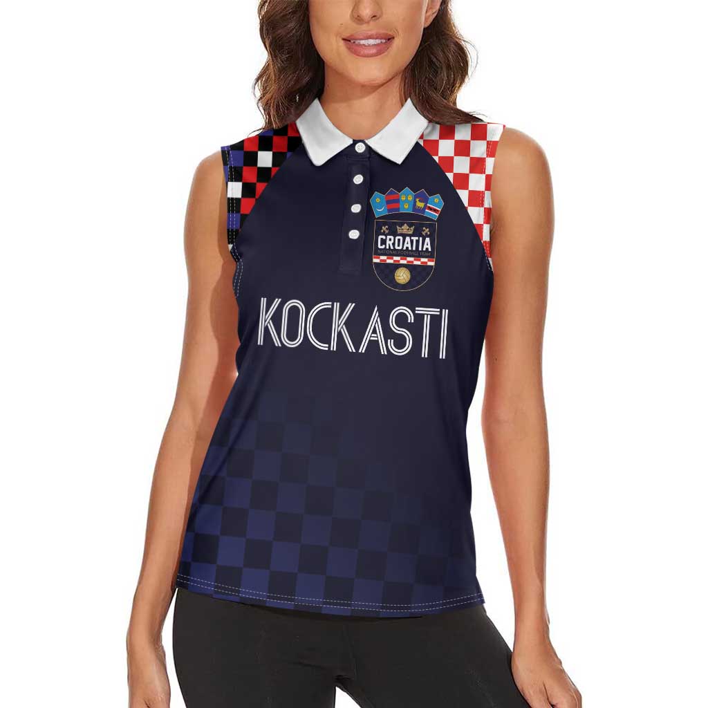 Custom Croatia Football Go Checkered Ones Women Sleeveless Polo Shirt - Wonder Print Shop