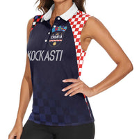 Custom Croatia Football Go Checkered Ones Women Sleeveless Polo Shirt - Wonder Print Shop