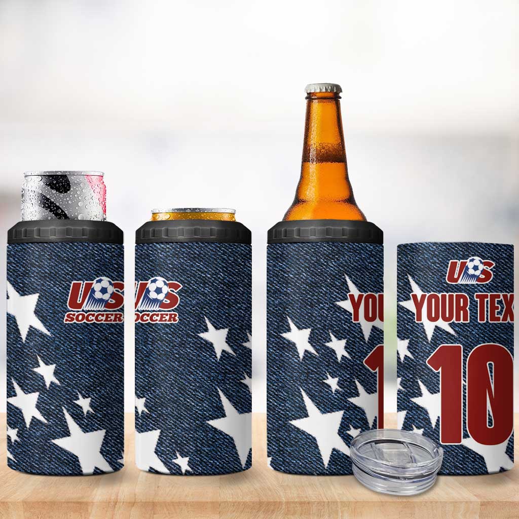Custom United States Soccer 4 in 1 Can Cooler Tumbler Retro 1994 Denim Style LT03