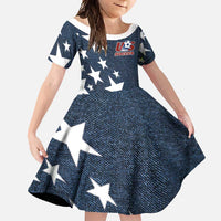 Custom United States Soccer Family Matching Off Shoulder Maxi Dress and Hawaiian Shirt Retro 1994 Denim Style