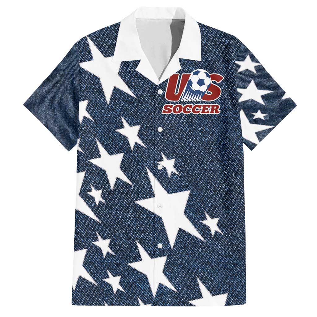 Custom United States Soccer Family Matching Puletasi and Hawaiian Shirt Retro 1994 Denim Style