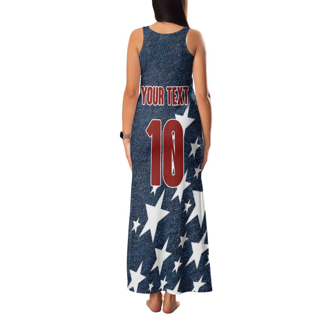 Custom United States Soccer Family Matching Tank Maxi Dress and Hawaiian Shirt Retro 1994 Denim Style