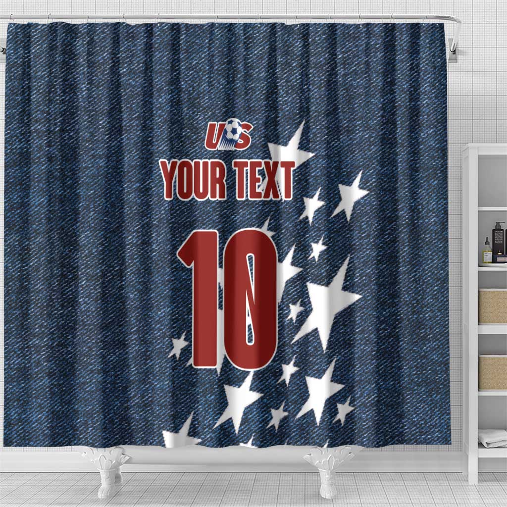 Custom United States Soccer Shower Curtain Retro 1994 Denim Style - Wonder Print Shop