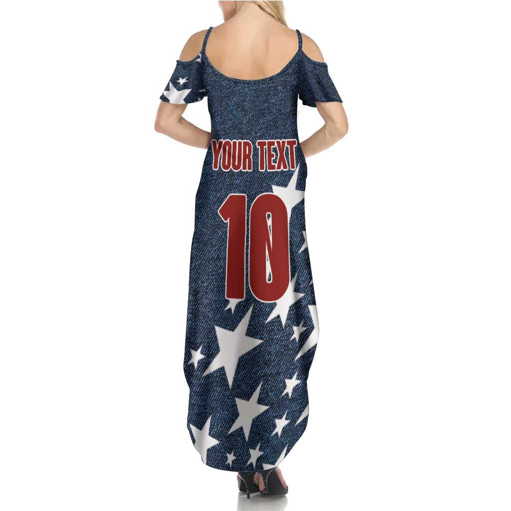 Custom United States Soccer Summer Maxi Dress Retro 1994 Denim Style - Wonder Print Shop