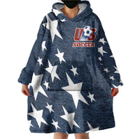 Custom United States Soccer Wearable Blanket Hoodie Retro 1994 Denim Style - Wonder Print Shop