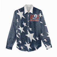 Custom United States Soccer Women Casual Shirt Retro 1994 Denim Style - Wonder Print Shop