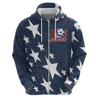 Custom United States Soccer Zip Hoodie Retro 1994 Denim Style - Wonder Print Shop