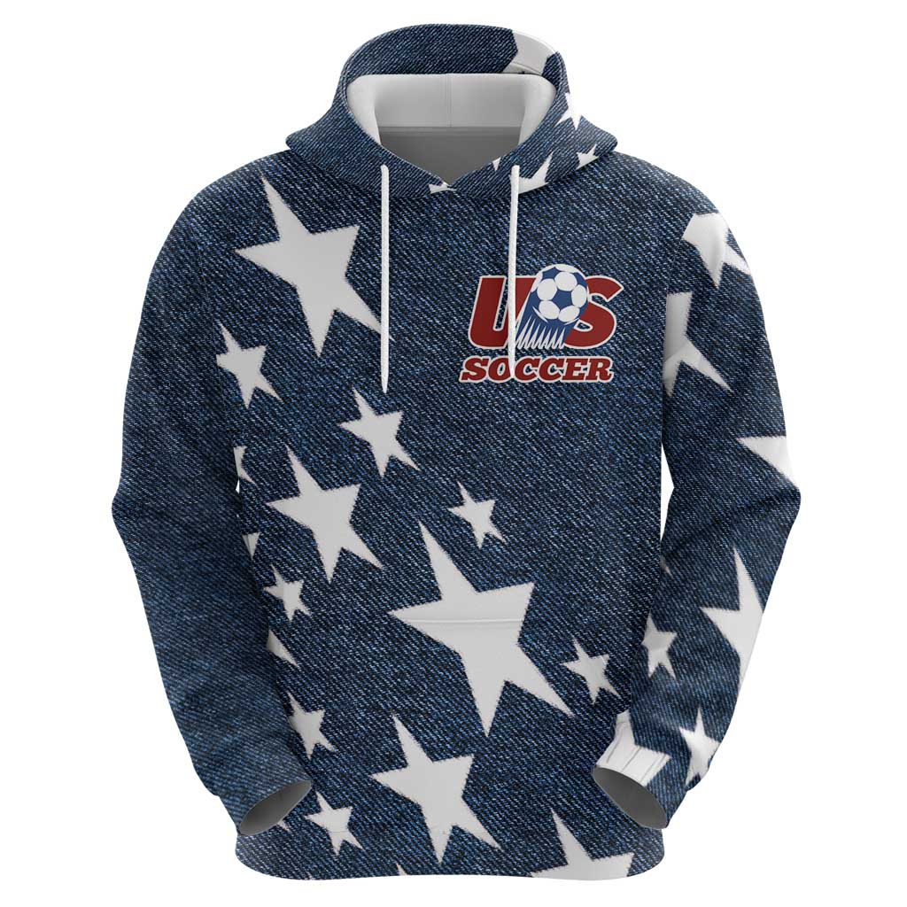 Custom United States Soccer Zip Hoodie Retro 1994 Denim Style - Wonder Print Shop