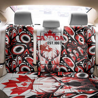 Canada Day Back Car Seat Cover The Forest Moose and Maple Leaves-Haida Pattern