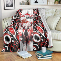 Canada Day Blanket The Forest Moose and Maple Leaves-Haida Pattern