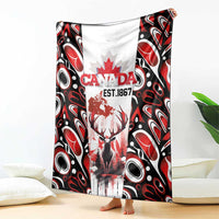 Canada Day Blanket The Forest Moose and Maple Leaves-Haida Pattern