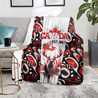 Canada Day Blanket The Forest Moose and Maple Leaves-Haida Pattern
