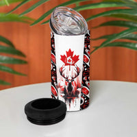 Canada Day 4 in 1 Can Cooler Tumbler The Forest Moose and Maple Leaves-Haida Pattern