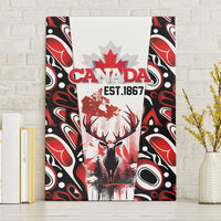 Canada Day Canvas Wall Art The Forest Moose and Maple Leaves-Haida Pattern