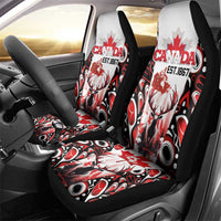 Canada Day Car Seat Cover The Forest Moose and Maple Leaves-Haida Pattern