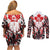 Canada Day Couples Matching Off Shoulder Short Dress and Long Sleeve Button Shirt The Forest Moose and Maple Leaves-Haida Pattern