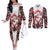 Canada Day Couples Matching Off The Shoulder Long Sleeve Dress and Long Sleeve Button Shirt The Forest Moose and Maple Leaves-Haida Pattern