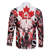 Canada Day Family Matching Long Sleeve Bodycon Dress and Hawaiian Shirt The Forest Moose and Maple Leaves-Haida Pattern
