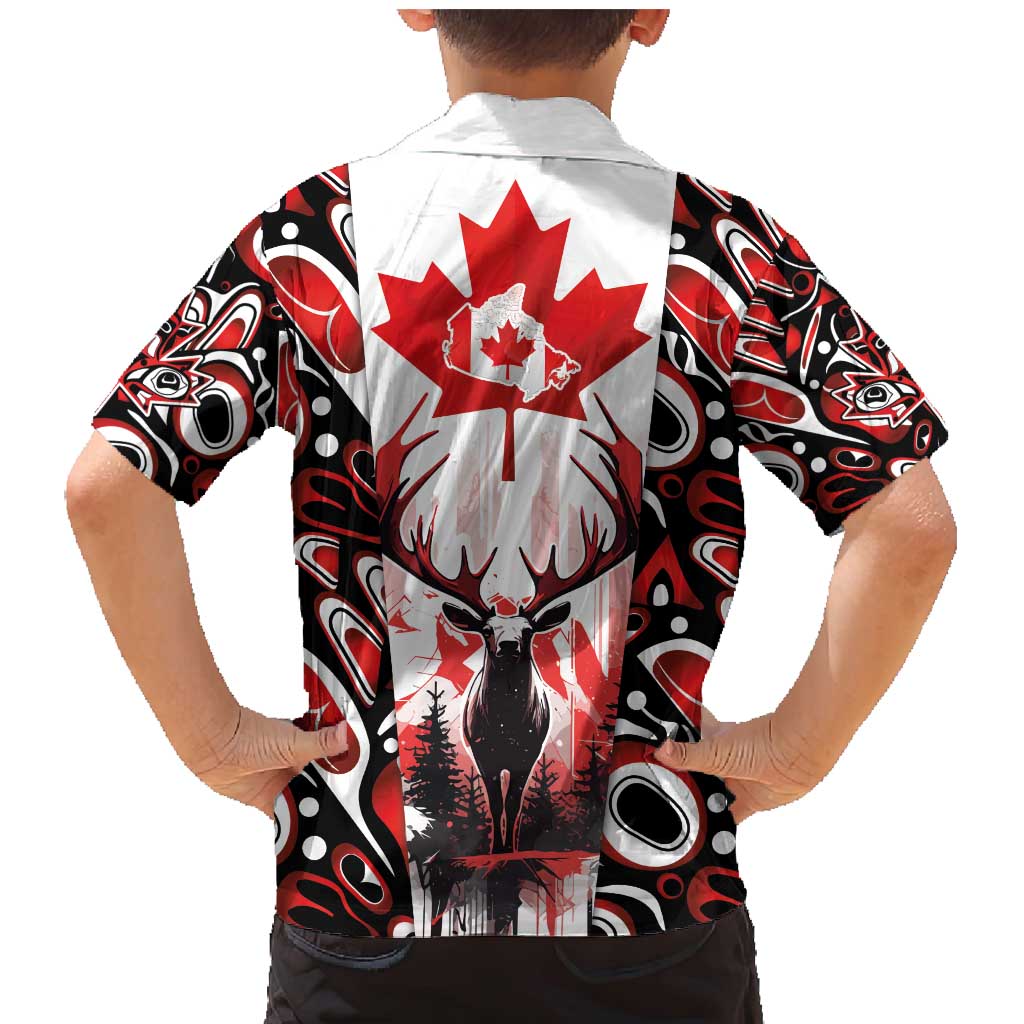 Canada Day Family Matching Mermaid Dress and Hawaiian Shirt The Forest Moose and Maple Leaves-Haida Pattern