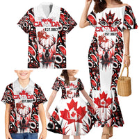 Canada Day Family Matching Mermaid Dress and Hawaiian Shirt The Forest Moose and Maple Leaves-Haida Pattern