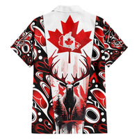 Canada Day Family Matching Off The Shoulder Long Sleeve Dress and Hawaiian Shirt The Forest Moose and Maple Leaves-Haida Pattern
