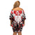 Canada Day Family Matching Off Shoulder Short Dress and Hawaiian Shirt The Forest Moose and Maple Leaves-Haida Pattern