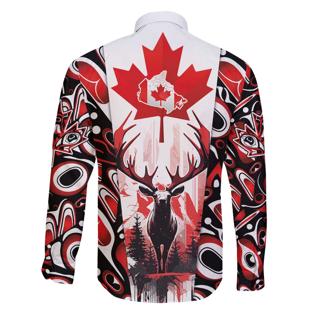 Canada Day Family Matching Puletasi and Hawaiian Shirt The Forest Moose and Maple Leaves-Haida Pattern
