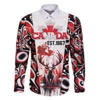 Canada Day Family Matching Summer Maxi Dress and Hawaiian Shirt The Forest Moose and Maple Leaves-Haida Pattern