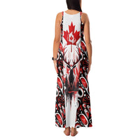 Canada Day Family Matching Tank Maxi Dress and Hawaiian Shirt The Forest Moose and Maple Leaves-Haida Pattern