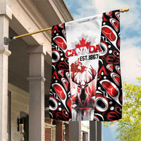Canada Day Garden Flag The Forest Moose and Maple Leaves-Haida Pattern