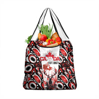 Canada Day Grocery Bag The Forest Moose and Maple Leaves-Haida Pattern