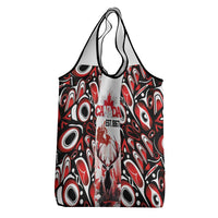 Canada Day Grocery Bag The Forest Moose and Maple Leaves-Haida Pattern