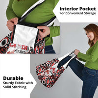 Canada Day Grocery Bag The Forest Moose and Maple Leaves-Haida Pattern