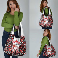 Canada Day Grocery Bag The Forest Moose and Maple Leaves-Haida Pattern