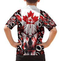 Canada Day Hawaiian Shirt The Forest Moose and Maple Leaves-Haida Pattern