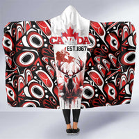 Canada Day Hooded Blanket The Forest Moose and Maple Leaves-Haida Pattern