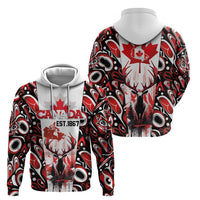 Canada Day Hoodie The Forest Moose and Maple Leaves-Haida Pattern