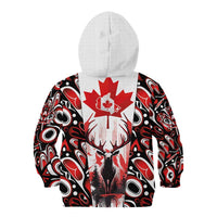 Canada Day Kid Hoodie The Forest Moose and Maple Leaves-Haida Pattern