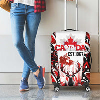 Canada Day Luggage Cover The Forest Moose and Maple Leaves-Haida Pattern