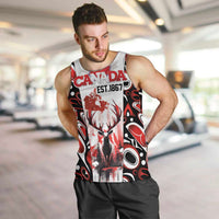 Canada Day Men Tank Top The Forest Moose and Maple Leaves-Haida Pattern