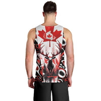 Canada Day Men Tank Top The Forest Moose and Maple Leaves-Haida Pattern