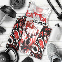 Canada Day Men Tank Top The Forest Moose and Maple Leaves-Haida Pattern
